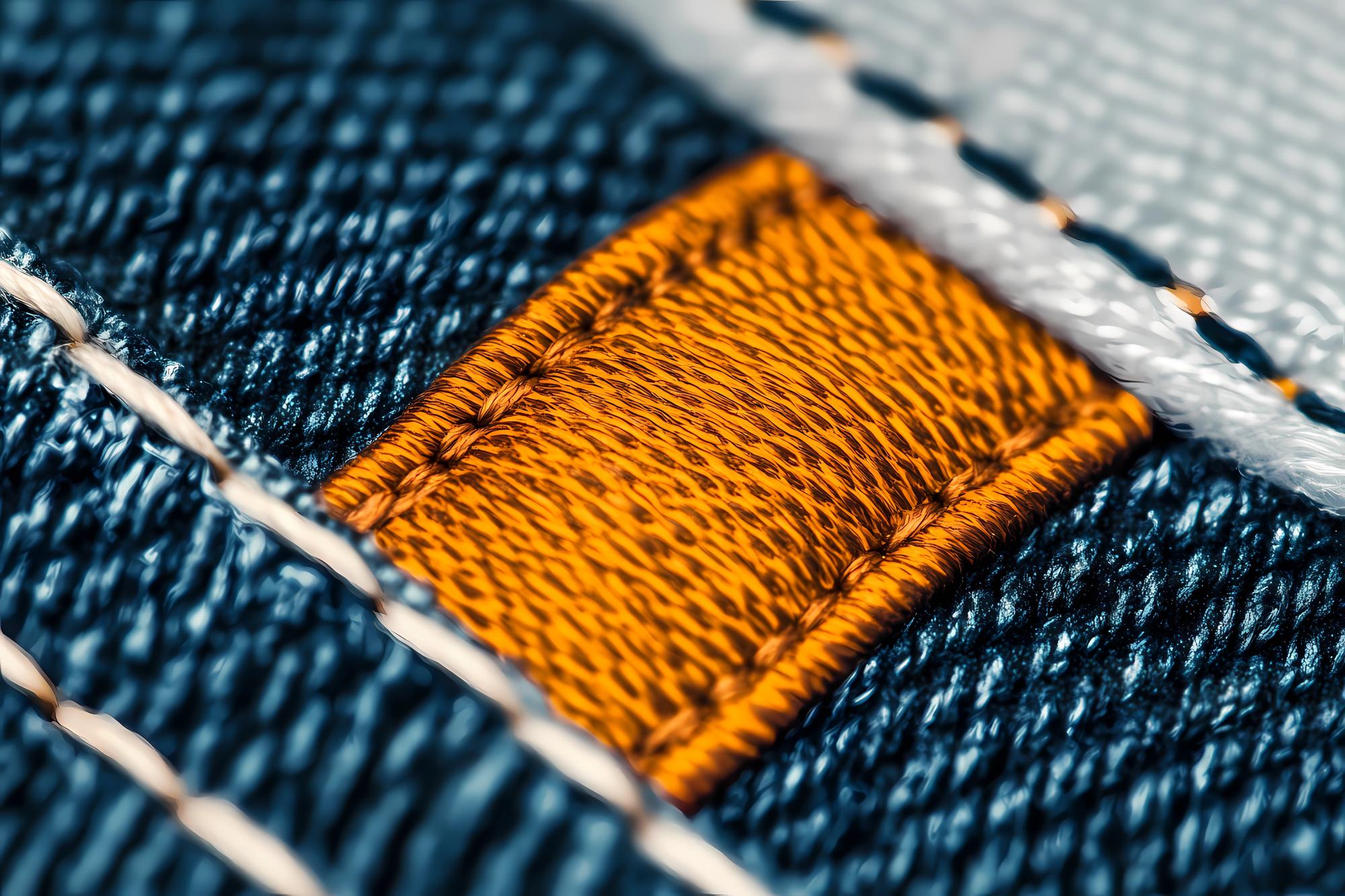 embroidered patch on denim closeup